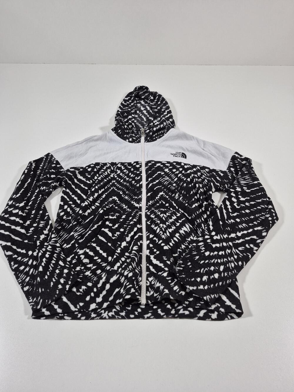 The North Face Fleece Jacket Girls 14-16 Black White Tie Dye Hooded Full Zip